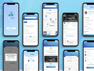 Park Buddy Mockup app branding clean design illustration logo minimal parking app responsive web design typography ui ux