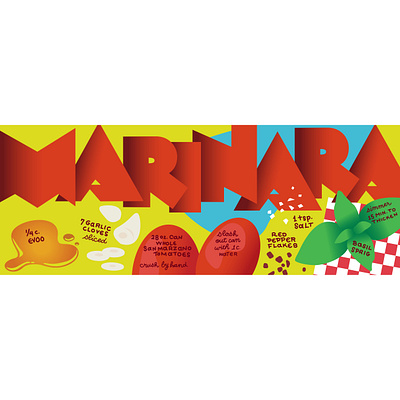 Marinara recipe art deco cooking food food illustration italian lettering recipe