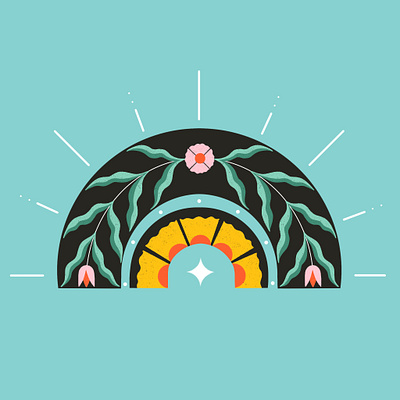 Stay Positive digital illustrator editorial illustration floral illustration folkart graphic illustration icon retro symmetry texture