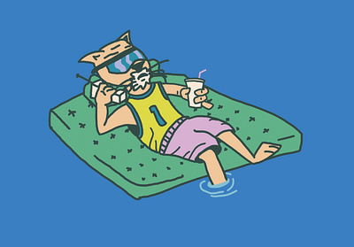 Wildcat Chill branding casual cat chill chilling drawing drawings illustration maxin pool relaxin wildcat