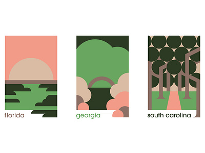 Minimalist U.S. States - Coastal South adobe illustrator coastal south color design florida georgia illustration minimalist art minimalist design south carolina