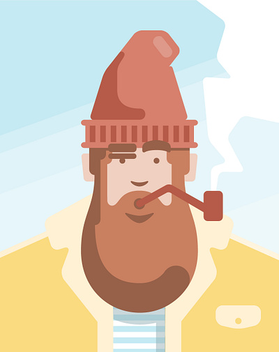 Self portrait character flat illustration portrait sailor vector