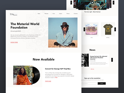 George Harrison's Official Website 60s beatles clean design clean ui dailyui future futuristic george harrison landing page design minimal minimalism music rock and roll ui design ui kit uiux web web landing page website website design