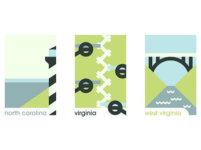 Minimalist U.S. States - Appalachia East 5 color design adobe illustrator appalachia color design illustration minimalist art minimalist design north carolina virginia west virginia