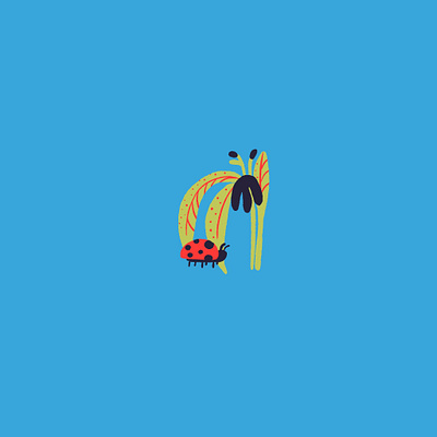 hey lil lady blue floral flower garden insect lady bug ladybug lilies lily nature plant procreate