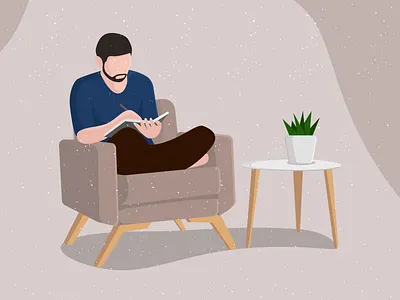 men sit in bench and writting for stimulate health and brain design illustration self care stay home stay safe stayhome vector