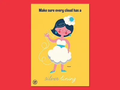 Ministry of Optimistic Directives - "Silver Lining" 1960s advertising art cloud communication design girl illustration licensing people poster poster art poster design procreate propaganda public information retro sunshine typography woman