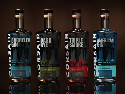 Corsair Distillery - Packaging bottle label bottles bottleshot design distillery gin liquor packaging renegade spirits type whiskey