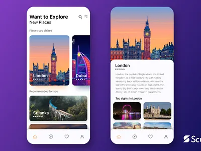 Travel App UI - Figma app cards ui destination figma figma design icon places recommendation sightseeing studio travel app typogaphy ui uidesign uxdesign