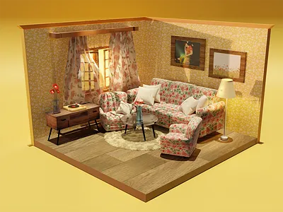 Yellow living room 3d 3d art 3d cozy room 3d design 3d illustration 3d room 3d sofa colorfull cozy cozy 3d cute cute 3d georgia graphic design mood morning 3d obects tbilisi yellow yellow 3d