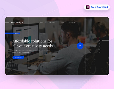 Daily UI Challenge 060/100 - Bean Designs landing page - Freebie 100uichallenge adobe xd ankur tripathi daily 100 challenge dailychallenge dailyui dailyuichallenge free download freebie landing design landing page design landing page ui landingpage ui design uidesign webdesign website design