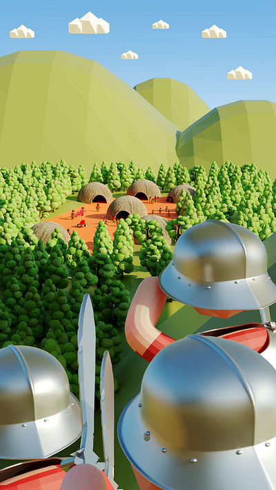 Discovery of America - Children's book #3 3d 3d art blender children editorial game art illustration low poly magazine render