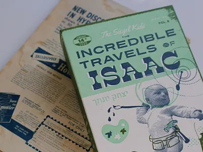 Adventures of Izzy baby birth announcement card illustration invitation letterpress printing vector