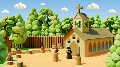 Discovery of America - Children's book #4 3d 3d art blender children childrens book editorial game art illustration kids low poly lowpoly magazine