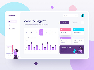 Opencart - Commercial Dashboard III app clean colorful creative dashboard data design gradient illustration minimal ui web