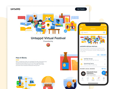 Untappd Virtual Festival 2020 branding flat illustration ui ux vector web website