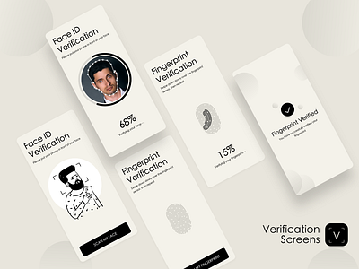 Verification Screens clean clean ui face id face recognition fingerprint fingerprint scan illustration ios app minimal mobile app modern design product design scan ui user experience design user interface design ux verification verified visual design
