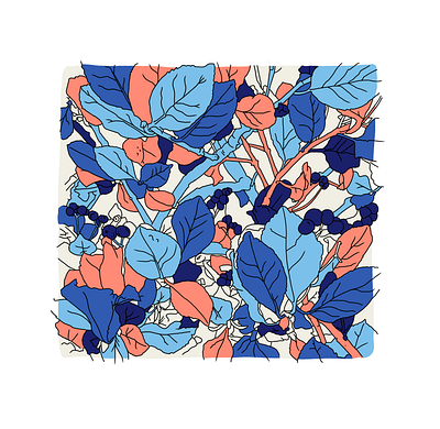 Foliage II colour flower illustration flowers illustration leaves line art lineart organic