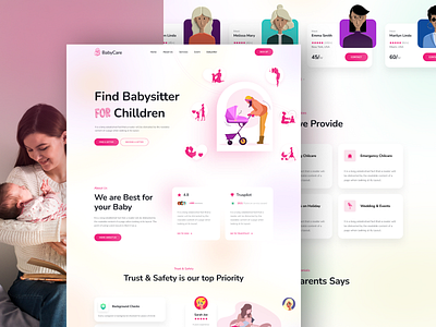 Baby Sitter Landing Page appointment babies baby baby sitter babysitting apps babysitting near me become a babysitter best babysitting websites booking care childcare health health care homepage landing page minimal sittercity ui urbansitter website