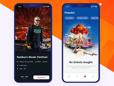 Sunburn Music Festival App Design dj snake ios app iphone app mobile app music app poster art promotional design sunburn ticket booking uiux