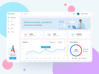 Website Dashboard Design: Microstock Management System dashboard ui illustraion management system minimalist modern ui design user interface uxdesign web design website design