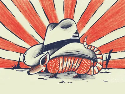Texas armadillo desert illustration sunny texas