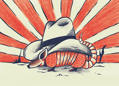 Texas armadillo desert illustration sunny texas