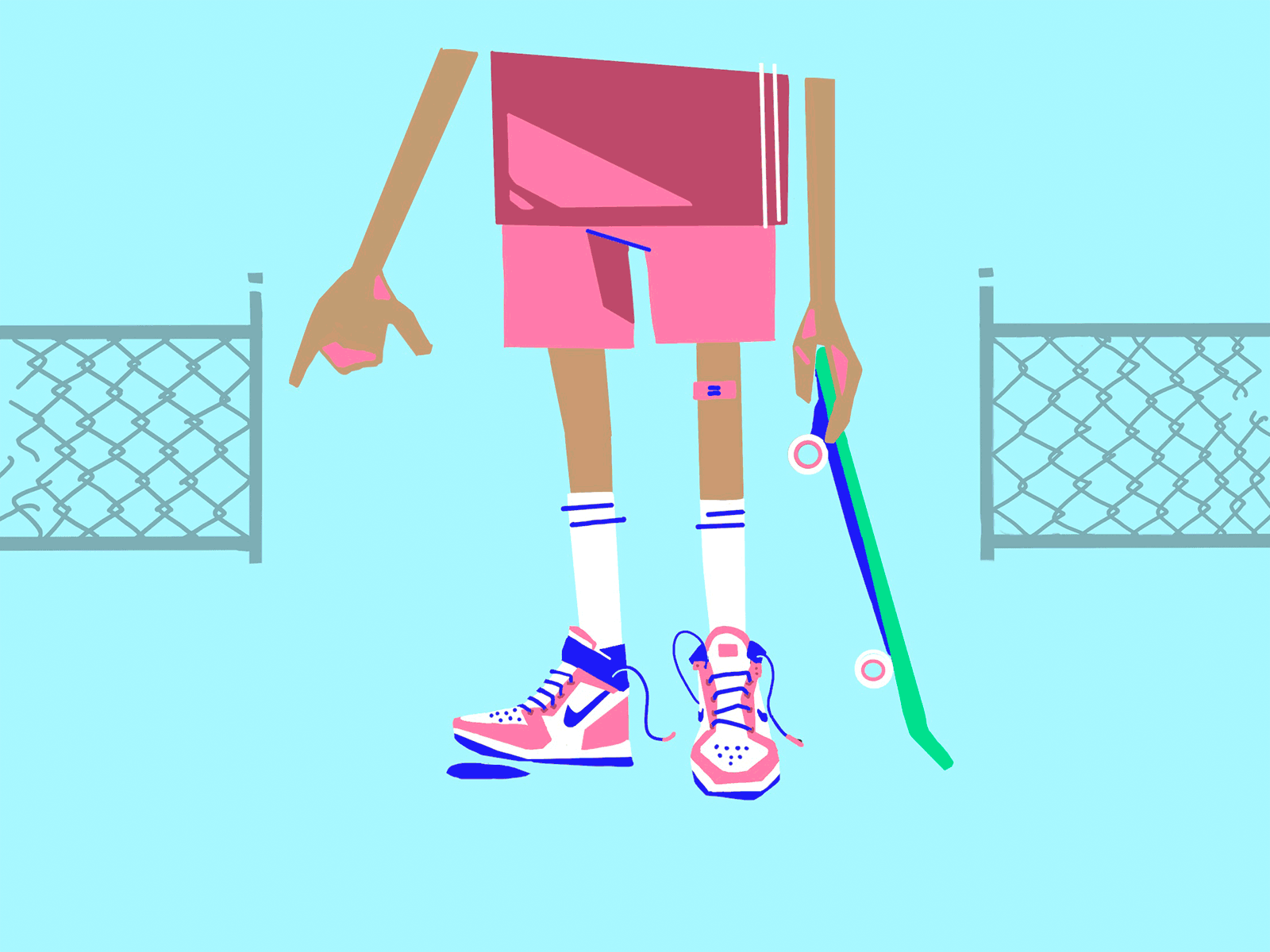 Skate illustration nike print design procreate retro skater