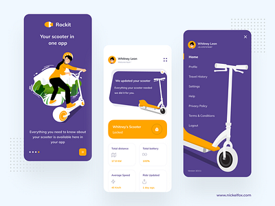 Rockit(E-Scooter Dashboard) [FREE] 2020 trends app app design branding cards color dashboard design dribbble best shot freebie logo minimal product design ride splash typography uidesign vector web website