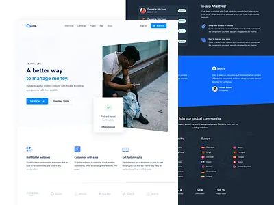 Quick - Landing Pages bootstrap business clean design dark ui saas design template theme website