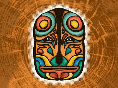 Tribal Mask Illustration adobe illustrator blob design illustration organic speckle texture vector vectorart wooden