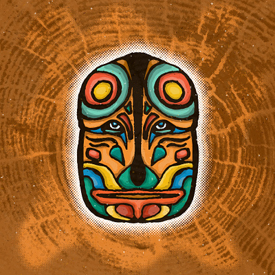 Tribal Mask Illustration adobe illustrator blob design illustration organic speckle texture vector vectorart wooden