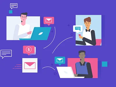 Work from home 2d animation character color flat gif illustration loop motion motion graphic