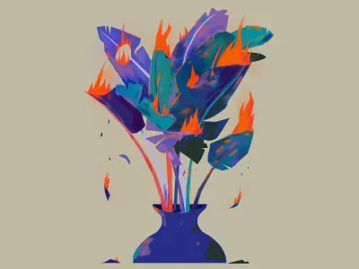 Global warming burn fire globalwarming illustration plants vase