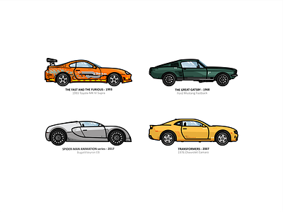 Iconic Cars auto badge branding car cars design drive engine fast graphic design icon icon set illustration logo movie retro speed stickers vector vehicle