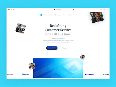 Call Center Hero Section blue button clients design electric floating gradient hero images landing menu minimalist page product ui website