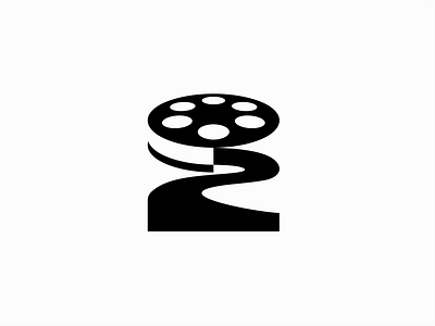 Film Reel With Road Logo branding cinema design emblem etertainment film geometric icon illustration journey logo mark media movie path reel road vector video