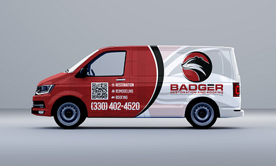 Badger Restoration and Roofing Vehicle Wrap Design branding car graphics car wrap decal graphic design logo design propertyrestoration remodeling restrotion roof repairs roofing roofing logo roofing van wrap truck wrap van wrap vehicle branding vehicle wrap vinyl wrap design wrapping