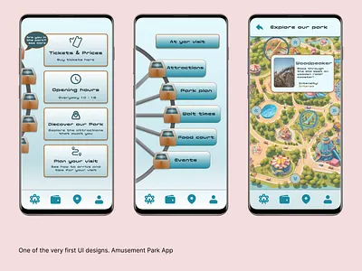 Amusement Park App amusement park app design ideation main menu map ui ux