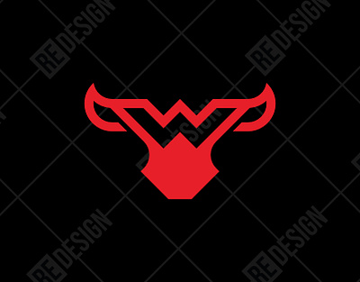 Letter W Bull Logo animal branding bull corporate farm graphic design letter logo red sport strong taurus w