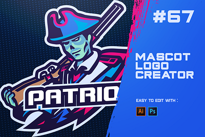 PATRIOT ESPORTS LOGO bad badge brand branding esports game gaming ghost guy hunter illustration killer logo mascot musketeer pirate sniper sport sports vector