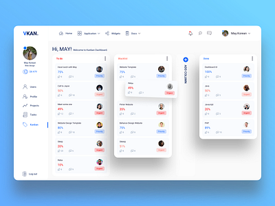 Project Kanban Admin Dashboard UI admin design comment dashboard kanban list pin priority process projects to do ui design urgent ux design