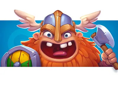 Viking art artwork character children coin cute design fearless gambling game human illustration power ragnarok shield smile sword tor valhalla viking
