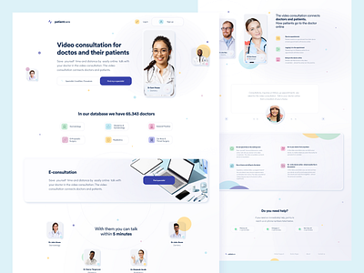 PatientCare E-consultation - Telemedicine Website clean doctors online e consultation flat design landing page pastele colors patient phone team members telemedicine ui ux website