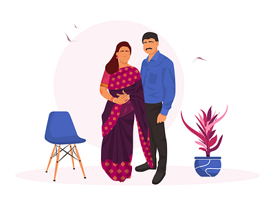 Digital Art - Mumma Papa creative design digital art digital arts digital illustration dribbble figma graphic graphic design graphicdesign graphics illustration illustration art illustrations illustrator procreate saree vector visual art visual design