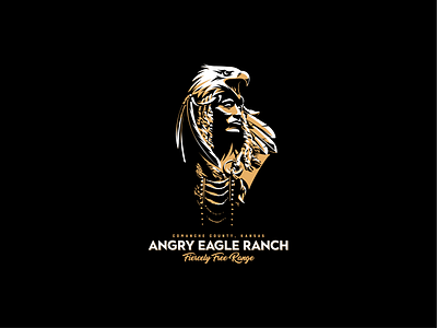 Angry Eagle Ranch adobe illustrator cc graphic design hunter illustration logo design vector warrior