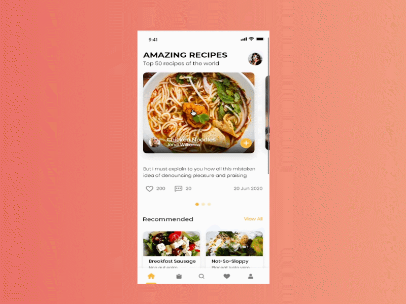 Recipe App | Interactive | Sound Effects interactions latest trend recipe app ui ux