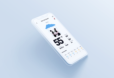 Panda weather app design illustration ui