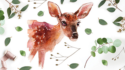 Baby Deer Printable animal art baby clothes fabric fabric pattern illustration surface design textile watercolor watercolor painting watercolor pattern
