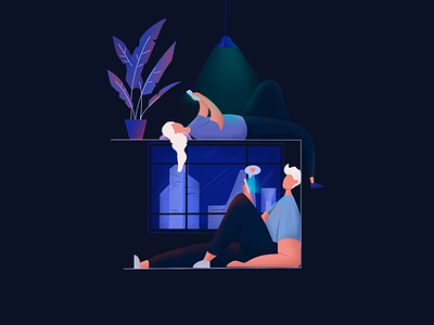 SOCIAL DISTANCING 2d art art direction boy building challenge clean colors daily digital art digital illustration dribbble flat girl hand